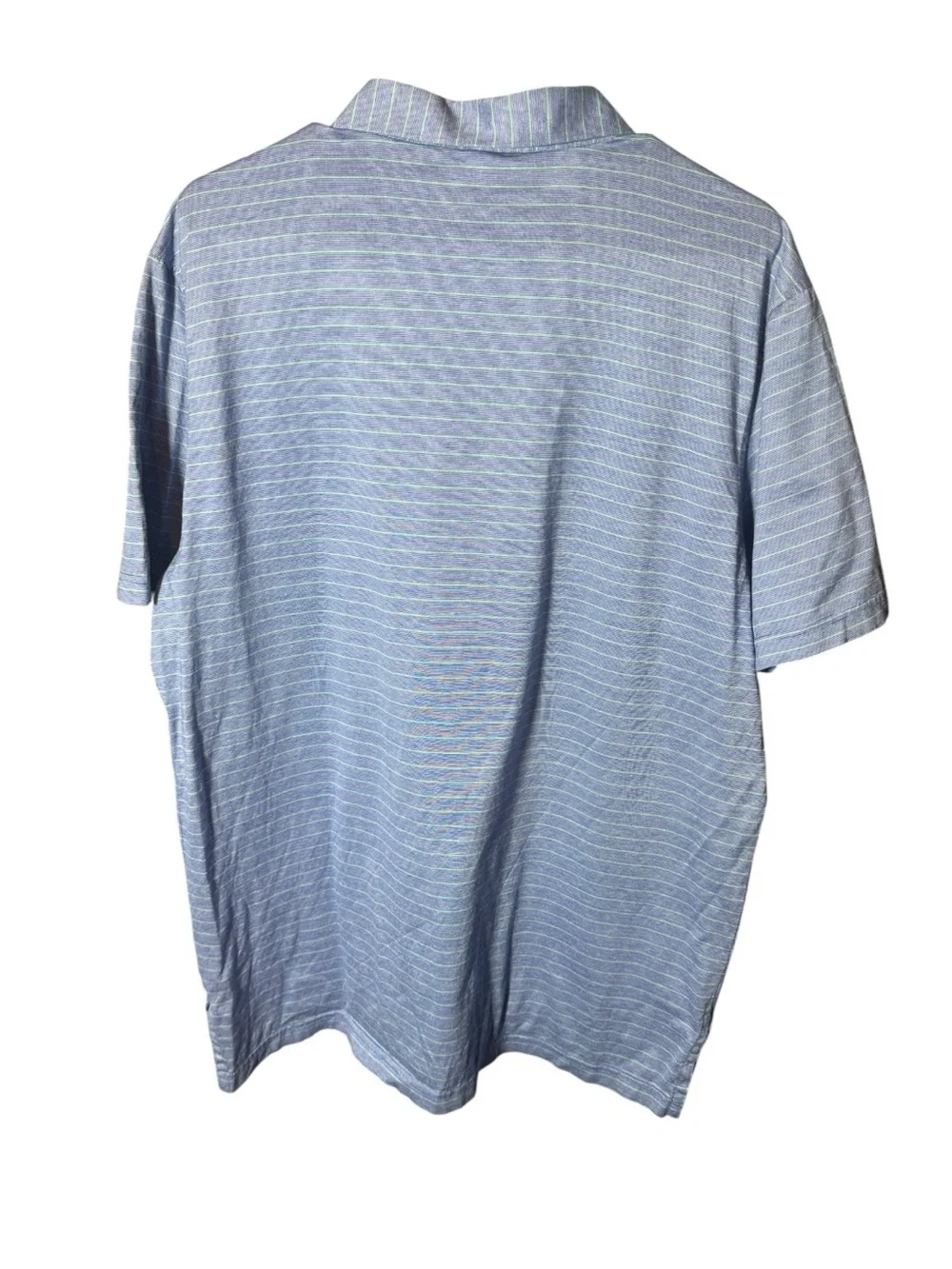 Peter Millar Men’s L Blue Green Striped 100% Cotton Golf Polo